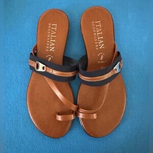 Italian Shoemakers Brown and Navy blue Women's Sandals
